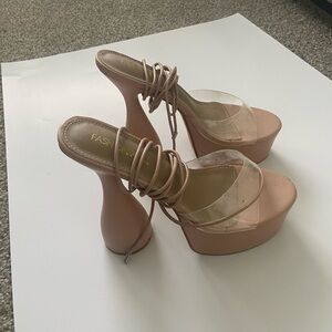 Fashion Nova Pink Platform Strappy Heels
